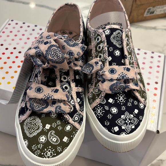 Brand new with box Superga bandana mix green/blue women sneakers size 39.5 - Picture 3 of 4